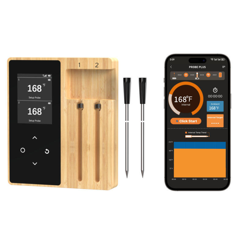 Finemold FM2207 Termometro per carne wireless Bluetooth a 2 sonde per grill barbecue forno da cucina