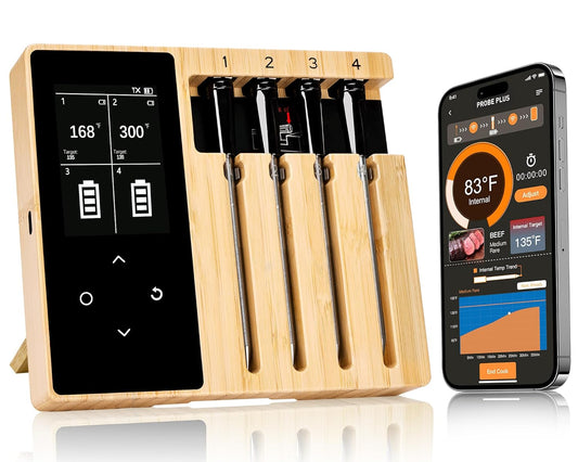 Finemold FM2302 4 Probe Digital Screen Wireless Bluetooth Meat Thermometer For BBQ Oven Grill